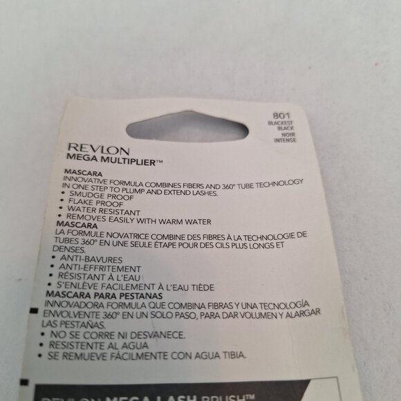 Revlon Mega Multiplier Mascara 801 BLACKEST BLACK 0.28 Fl Oz New In Package - Picture 5 of 6
